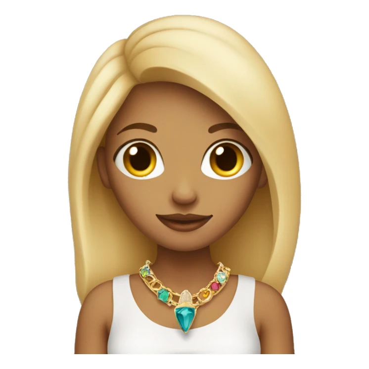 blonde girl with jewelry cup. Brown skin sticker