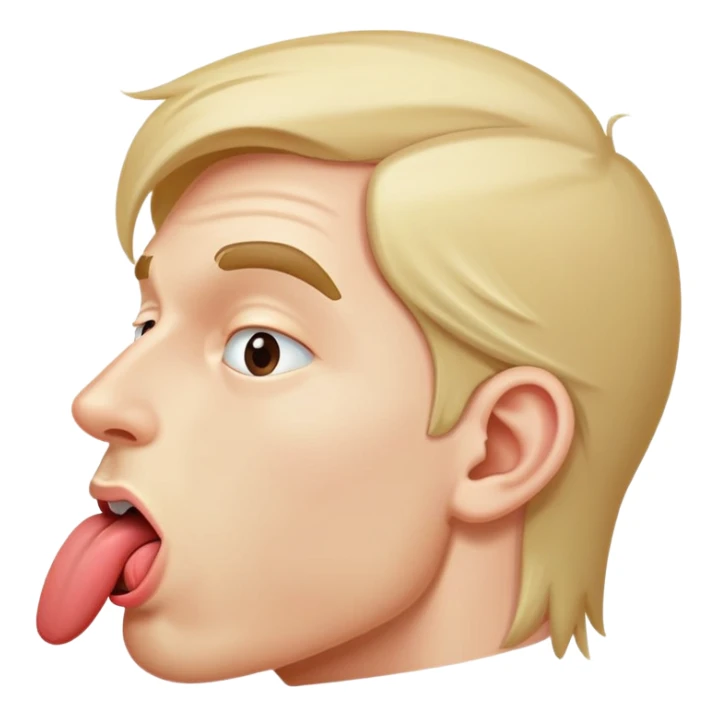 clear side profile of a man sticking his tongue out, complete side view showing the side of face sticker