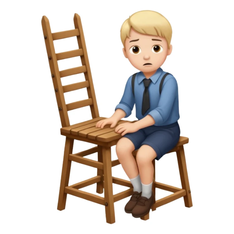 Boy tied to chair sticker