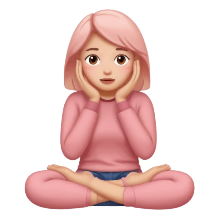 Blush face with hands on face with feet behind it sticker