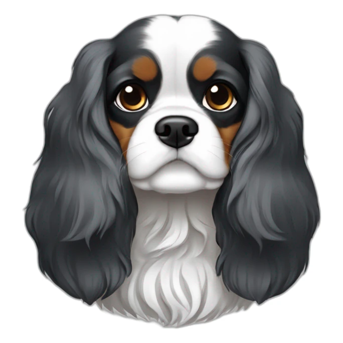 Chien cavalier king charles noir gris et blanc sticker