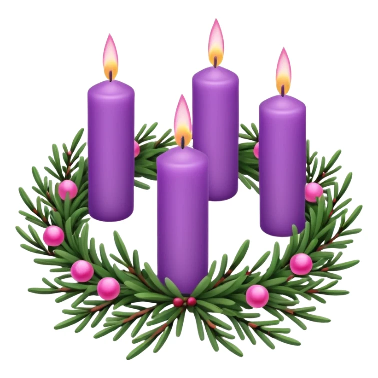 advent wreath with 3 purple candles and one pink candle sticker