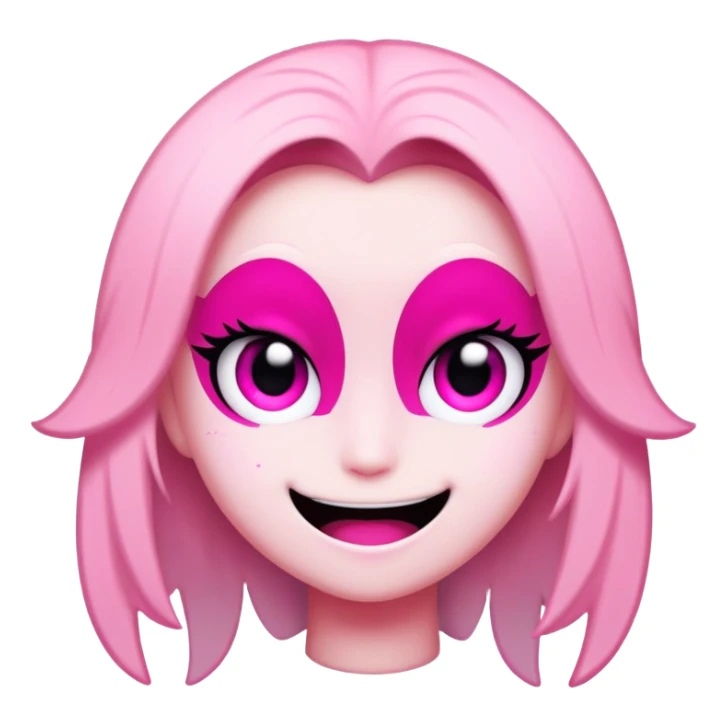 Angel Dust from Hazbin Hotel with mischievous grin, emoji style sticker