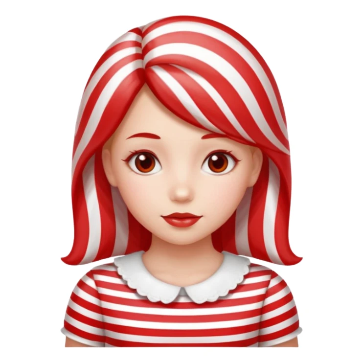 girl with hair made out of candy peppermint sticker