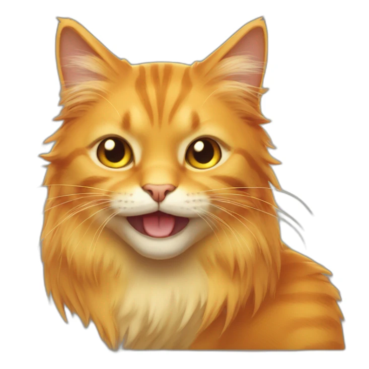 orange and yellow cat with long hair winking at me sticker