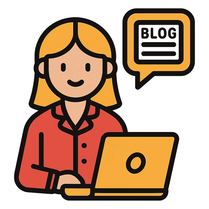 A blogger girl in red pajamas sticker