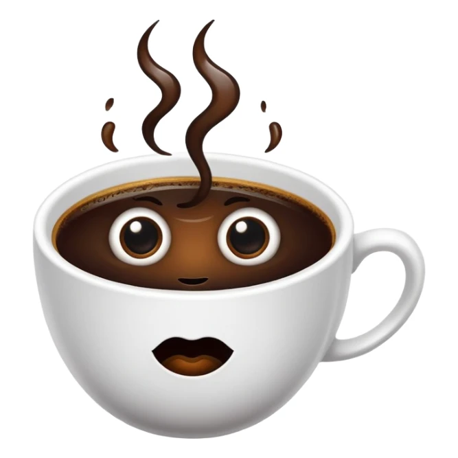 Black coffe with eyes and mouth sticker