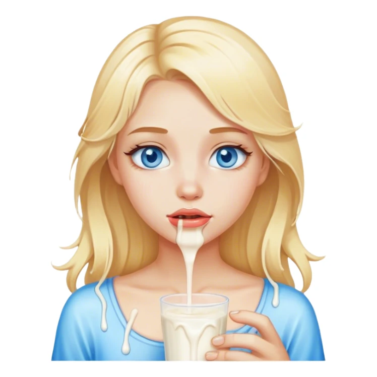 Milk dripping from blonde girl blue eyes lips sfw sticker