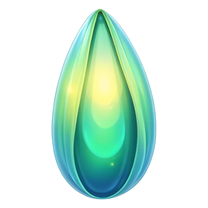 glowing green-blue ethereal magical cocoon with yellow magical aura, translucent, magical symbol, soft curves, gentle green-blue hues sticker