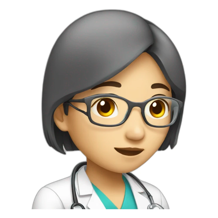 medical student asian girl listening a song sticker