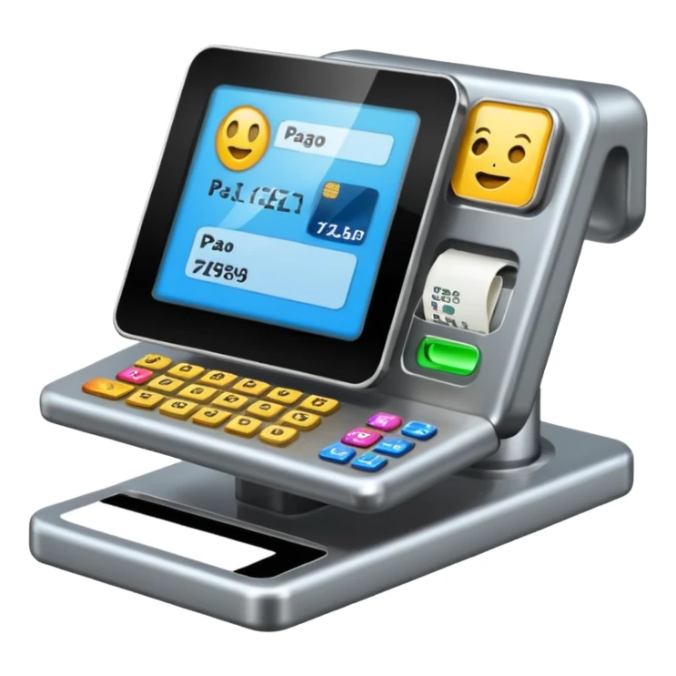 Icono de una terminal de pago con una tarjeta sticker