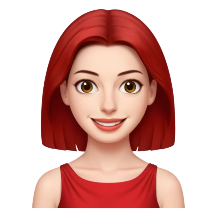 Anne Hathaway in red dress, hot sticker