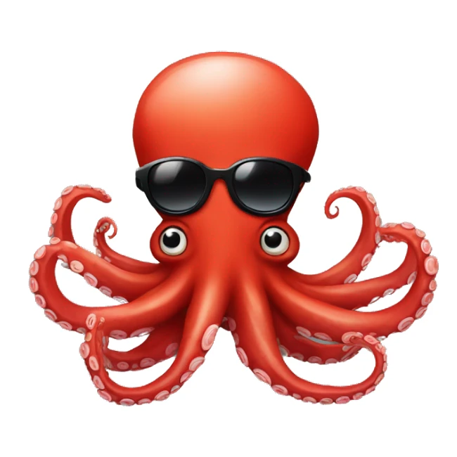 red cartoon octopus with black sunglasses sticker