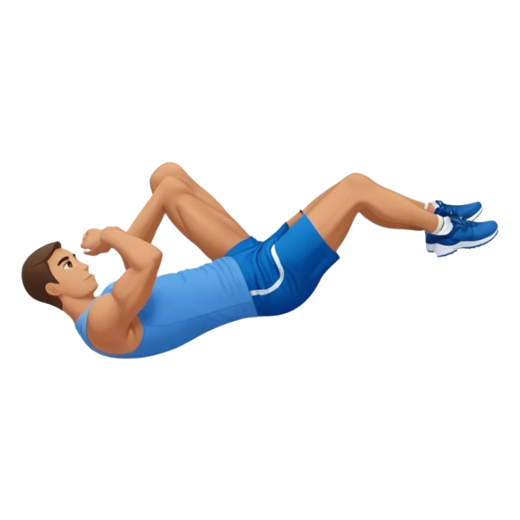 side-view of guy in blue shorts doing decline crunches sticker