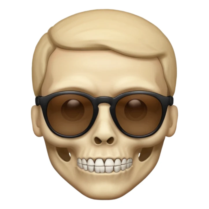 Make a skull face with sunglasses down a bit so you can see his eyes and his left eye brow up a bit make it look like an emoji sticker