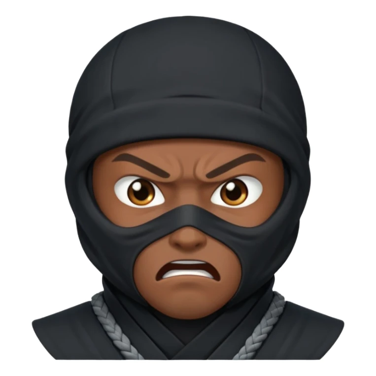 Hazme un emoji de ninja enojado que no tenga boca sticker