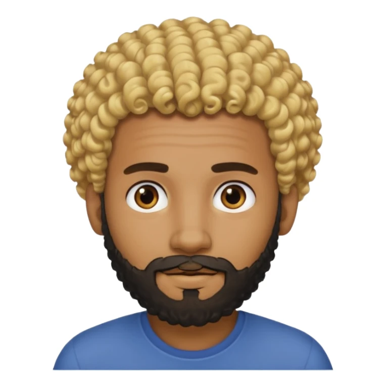 Black man with curly blonde hair and a black beard sticker