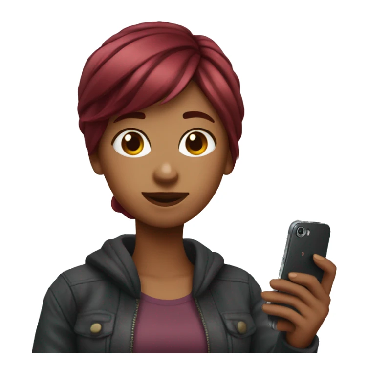 Burgundy haired Girl taking selfie with her phone sticker