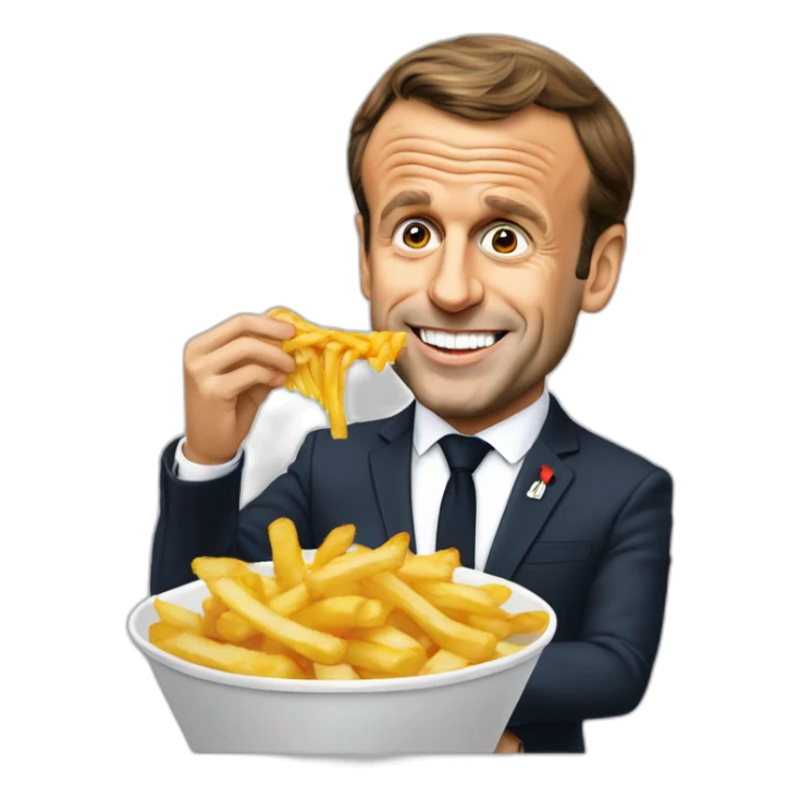 Emmanuel Macron qui mange des frites sticker