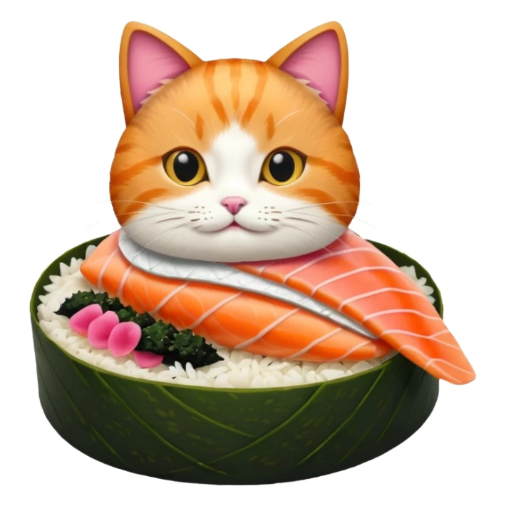 cat dressed as a piece of sushi sticker