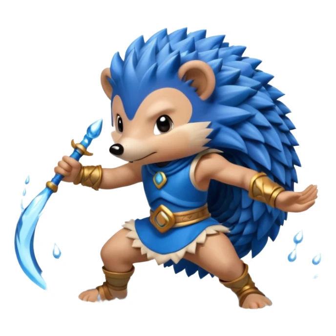 water bending hedgehog warrior water in air sticker