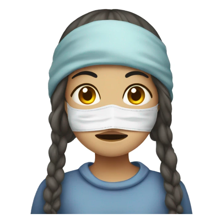 A sick girl have mask  sticker