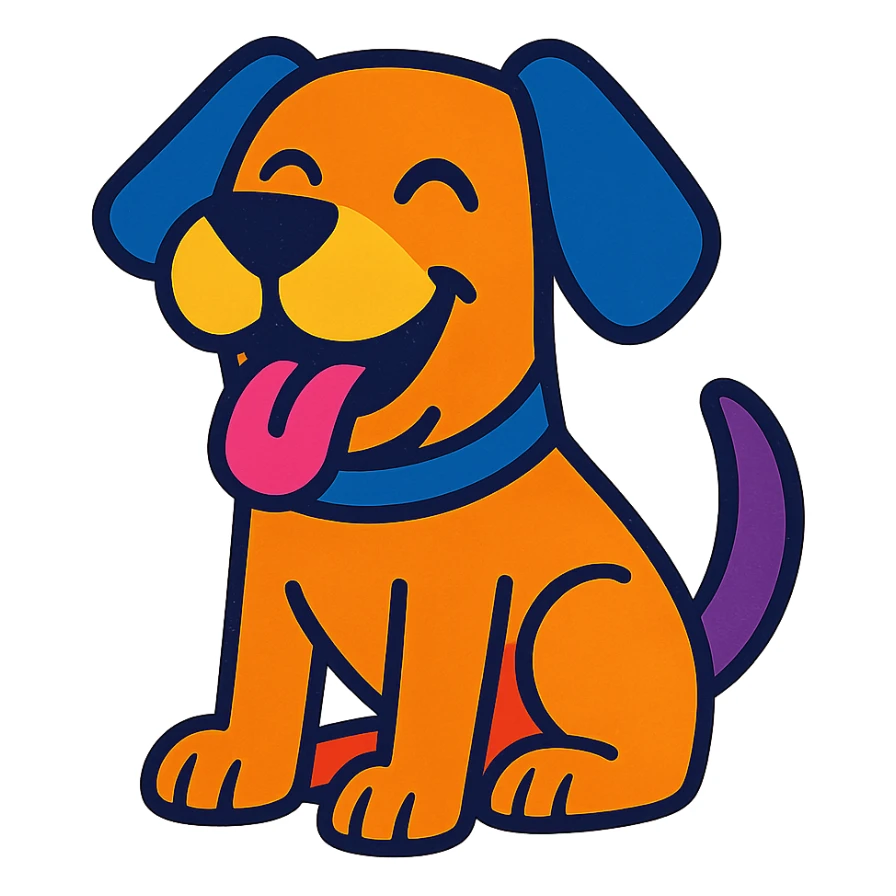 happy dog in vibrant toon style sticker