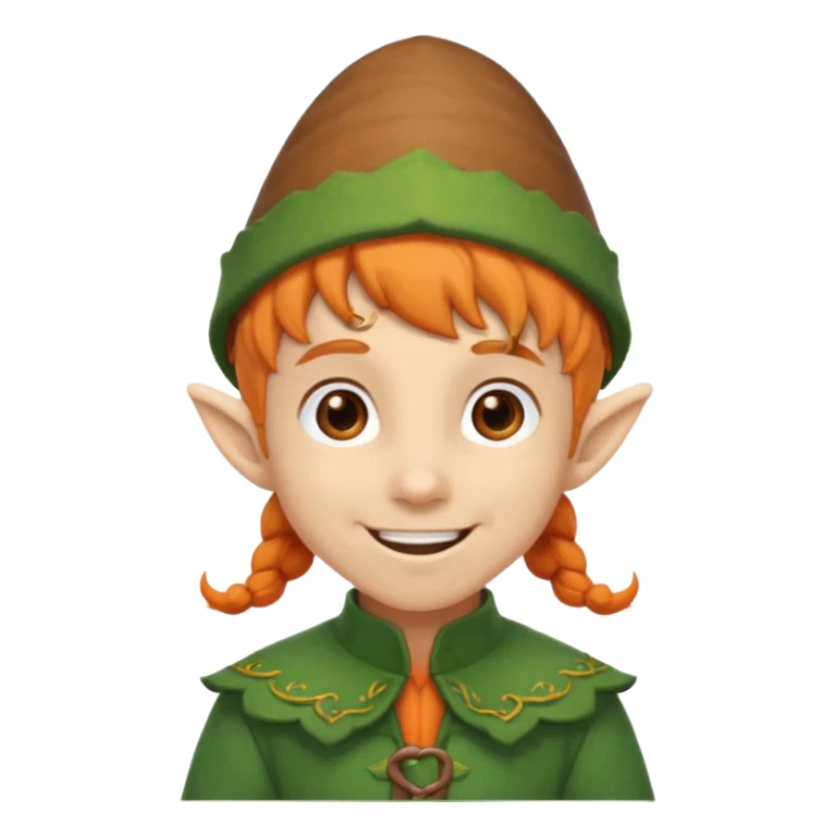 Elf boy with orange ponytail and acorn hat sticker