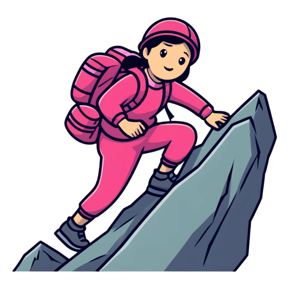 woman in pink clothes mountain climbing sticker