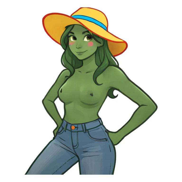 Girl in wide jeans sticker