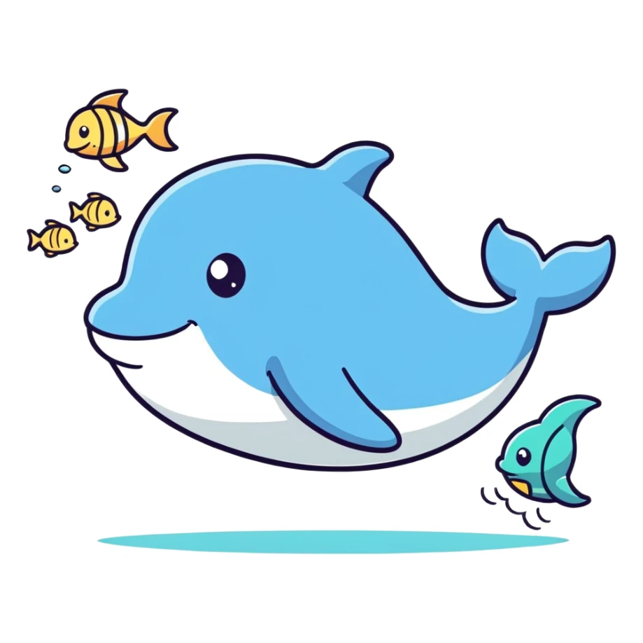A very surprised whale with little fish next to it sticker