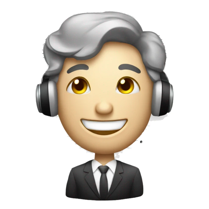 ejecutivo sonriente escuchando música con notas musicales  sticker