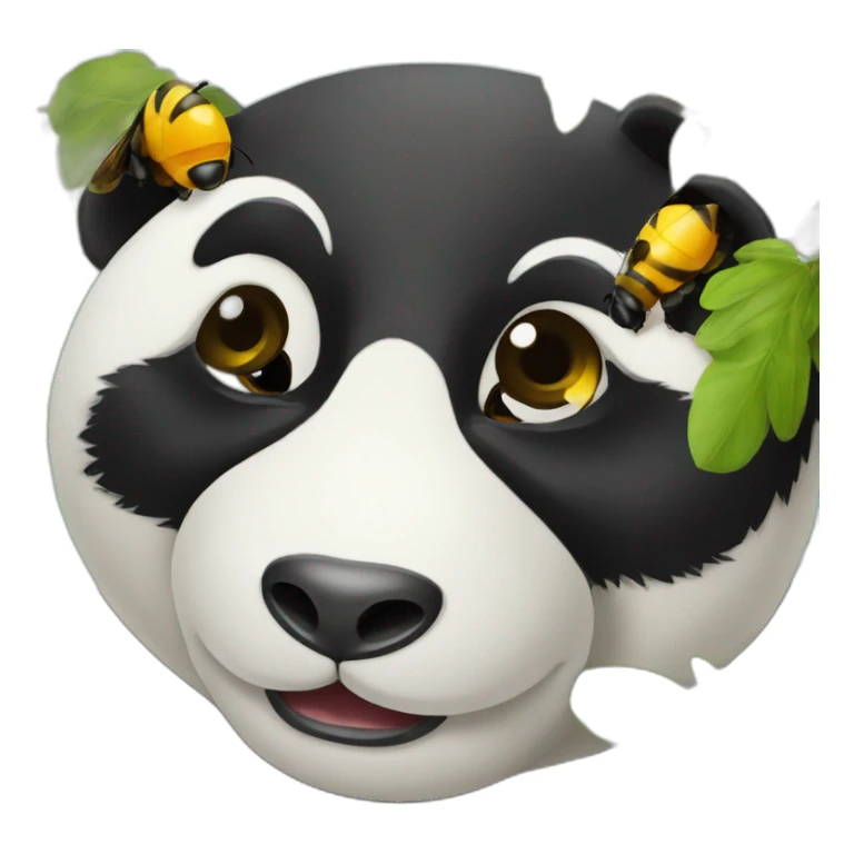 un panda qui fait un câlin à une abeille  sticker