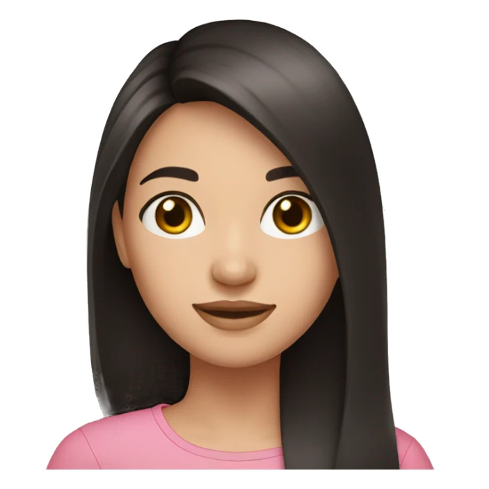 Brunette girl, Black long hair, pink shirt, fair complexion  sticker