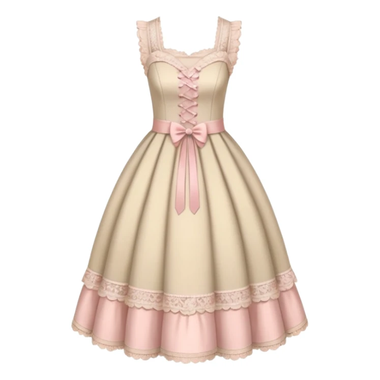 Rococo beige dress with pale pink and lace sticker