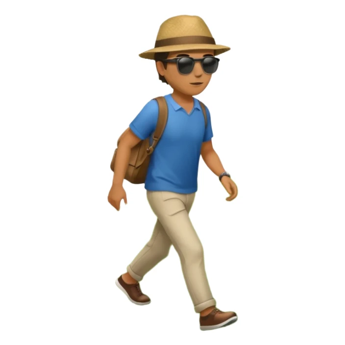 Man in simple clothes walking up a hill sticker