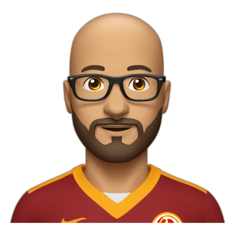 Bald man with galatasaray shirt with beard and optical glasses sticker