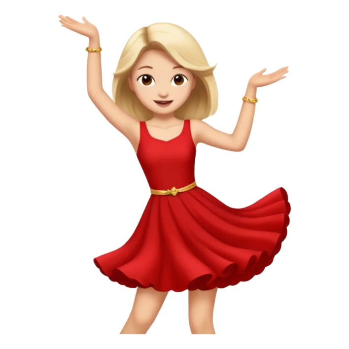 a girl is dancing with red outfit sticker