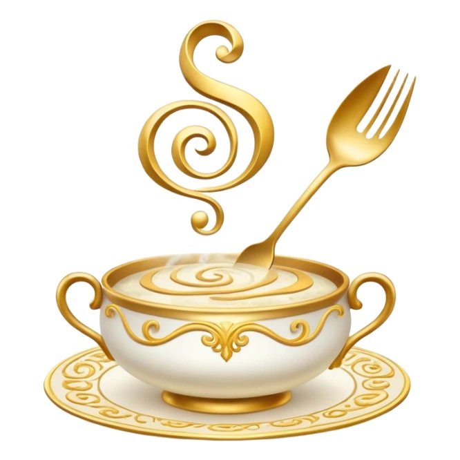 Enchanted cookbook with fork and spoon symbol that's emitting magic sparkles, surrounded by swirling magical mist sticker