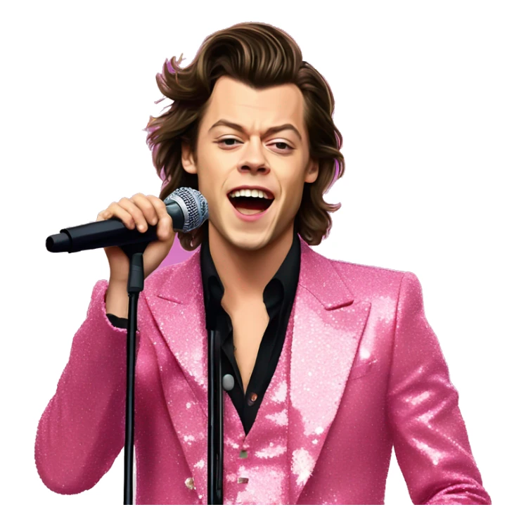 singer Harry Styles while performing kiwi sparkly pink outfit sticker