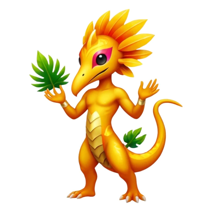 Abstract elemental colorful shiny exotic tropical La Creatura Fakémon full body sticker