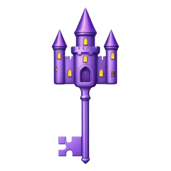 glitter purple key of castle sticker