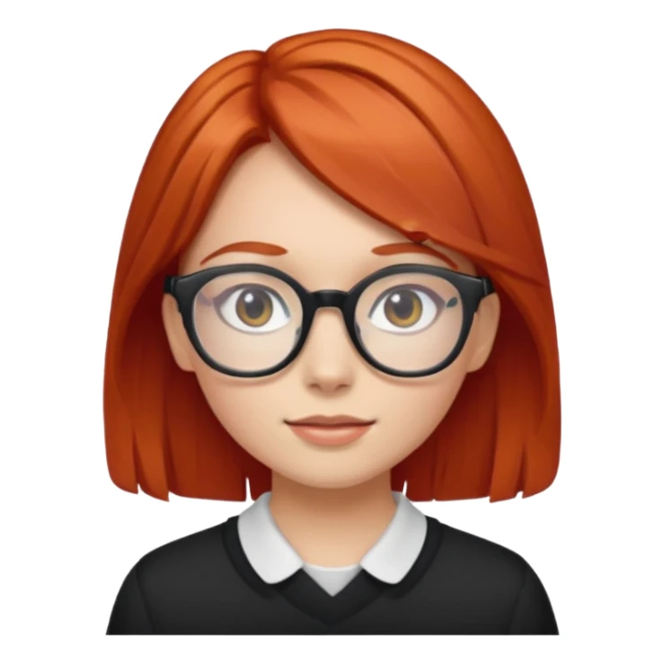 red-haired young girl wearing glasses sticker