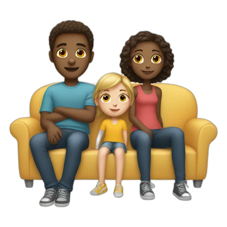 White boy and girl with Beale Sit on couch sticker