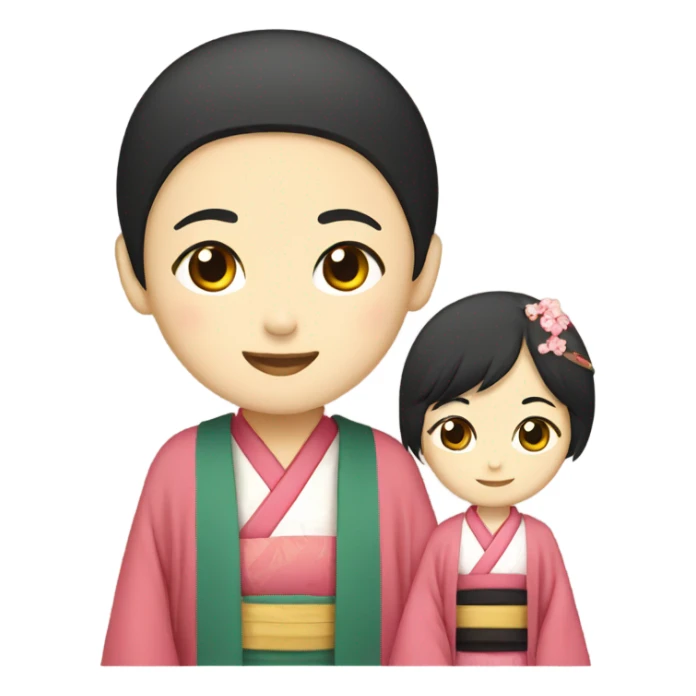 japanese siblings in traditional attire sticker