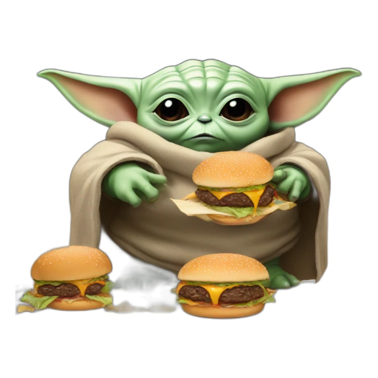 Star Wars fat baby Yoda heating Burger sticker