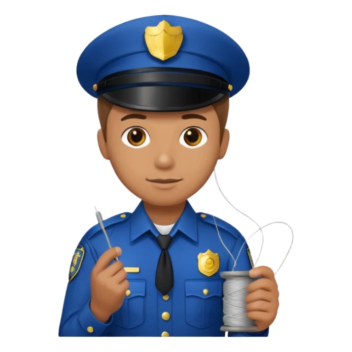 police officer holding a spool of thread sticker
