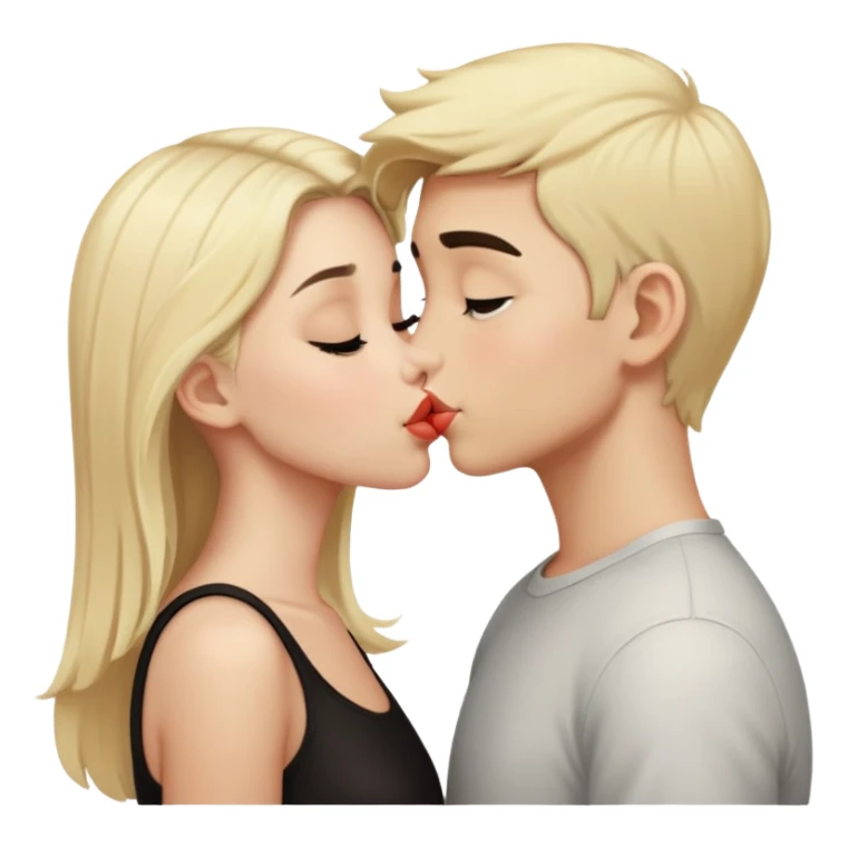 Blonde boy kissing Black haired girl  sticker