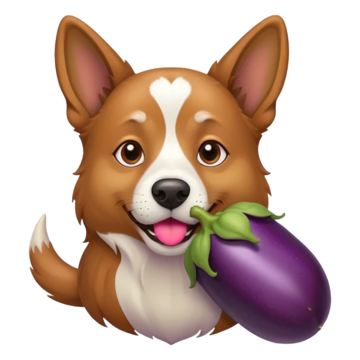 Dog with a eggplant in it’s mouth sticker