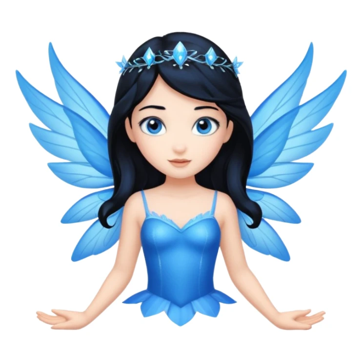 Flying blue fairy with black hair and blue eyes sticker